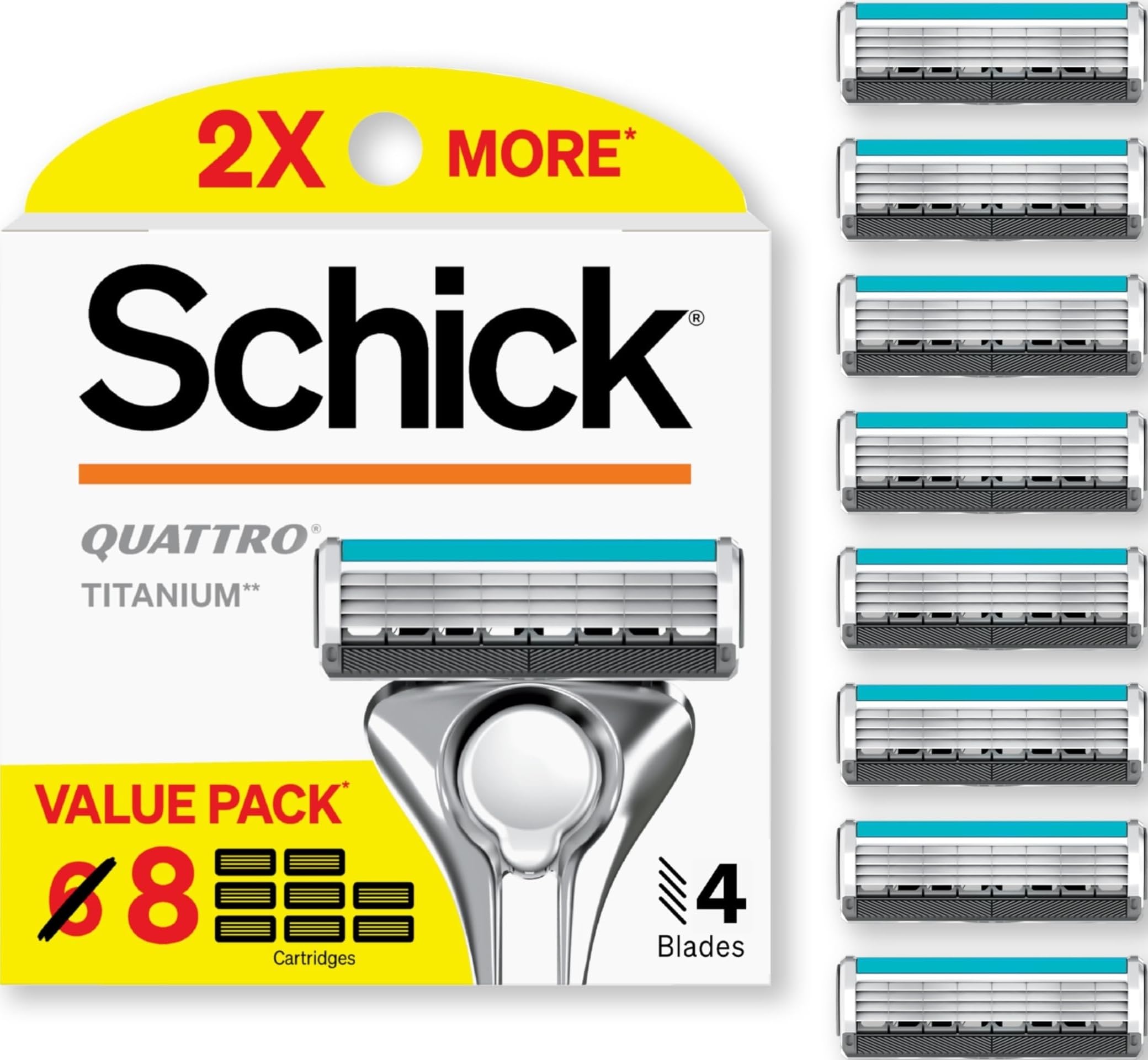 Amazon.com: Schick Quattro Titanium 4-Blade Razors for Men Refills